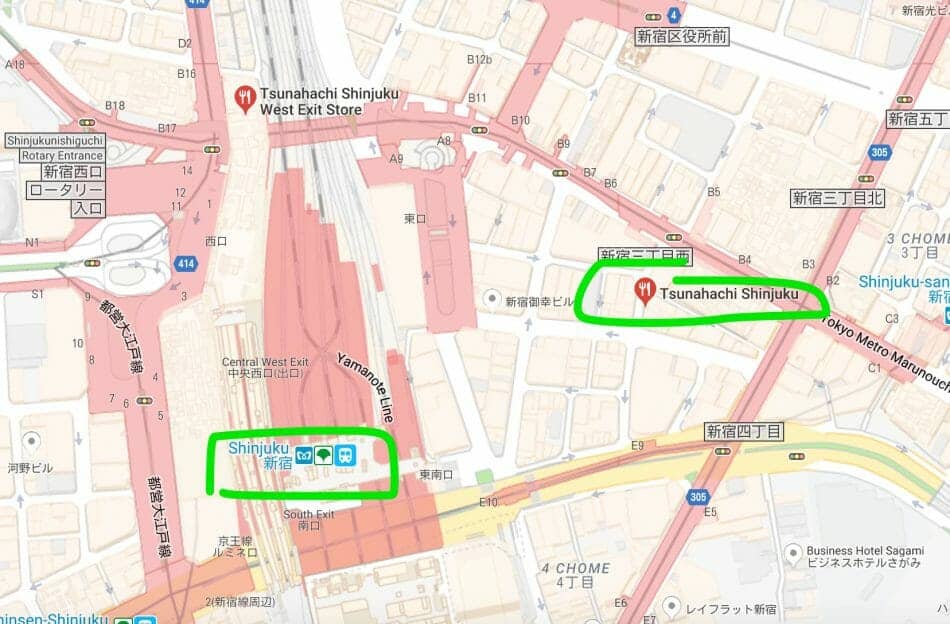 How to get to Tsunahachi Tempura at Shinjuku